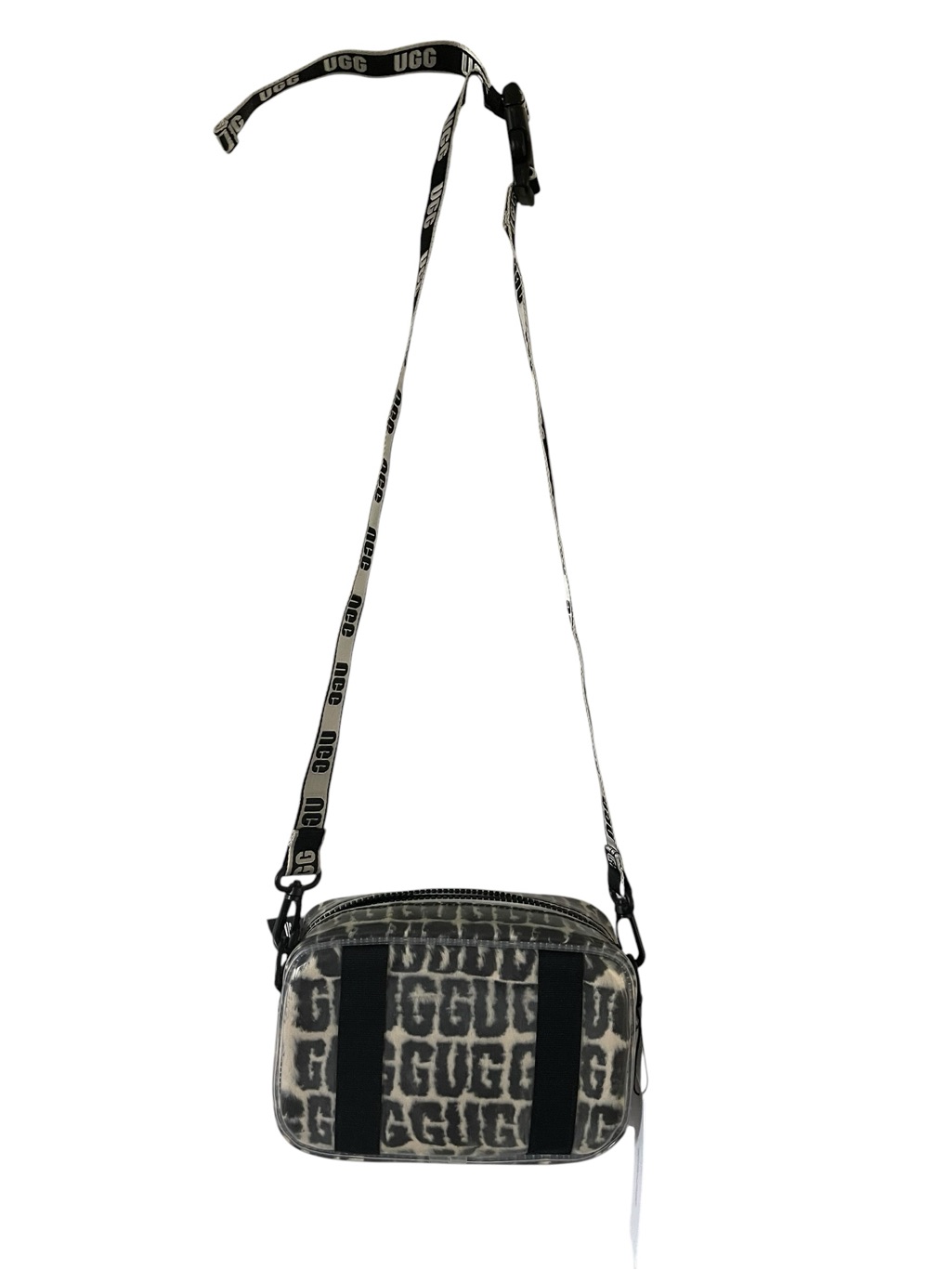 Nwt Ugg Logo Pattern Janey Ii Clear Crossbody Bag With Plush Fur